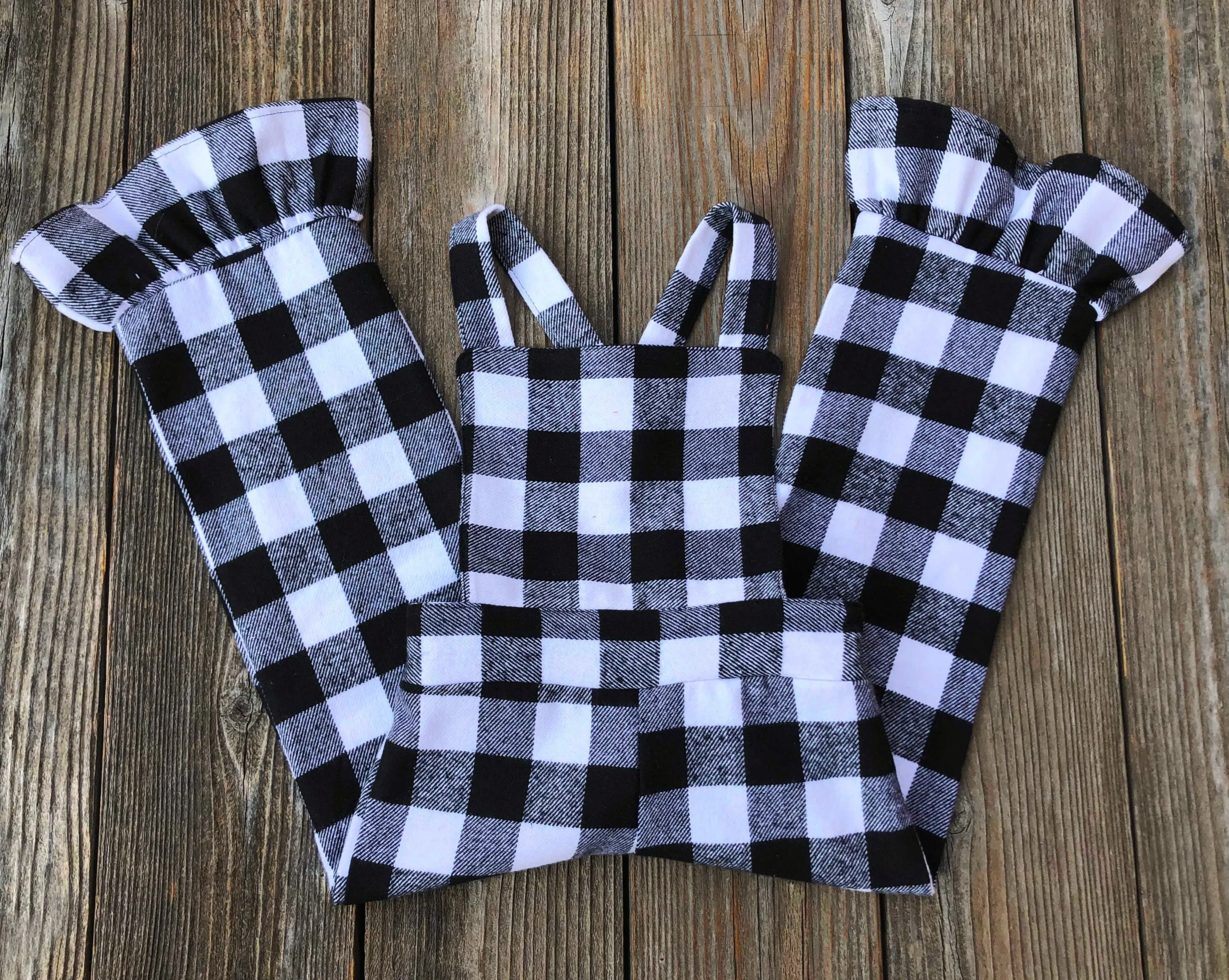 Black White Gingham Overalls