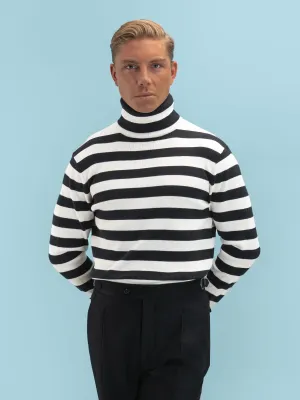 Black White Striped Turtleneck