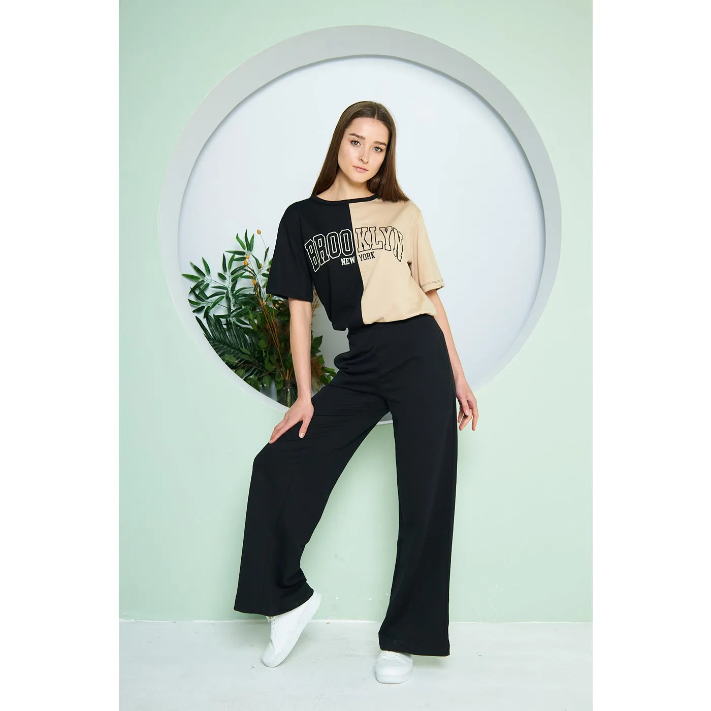 Black Wide Leg Long Trousers