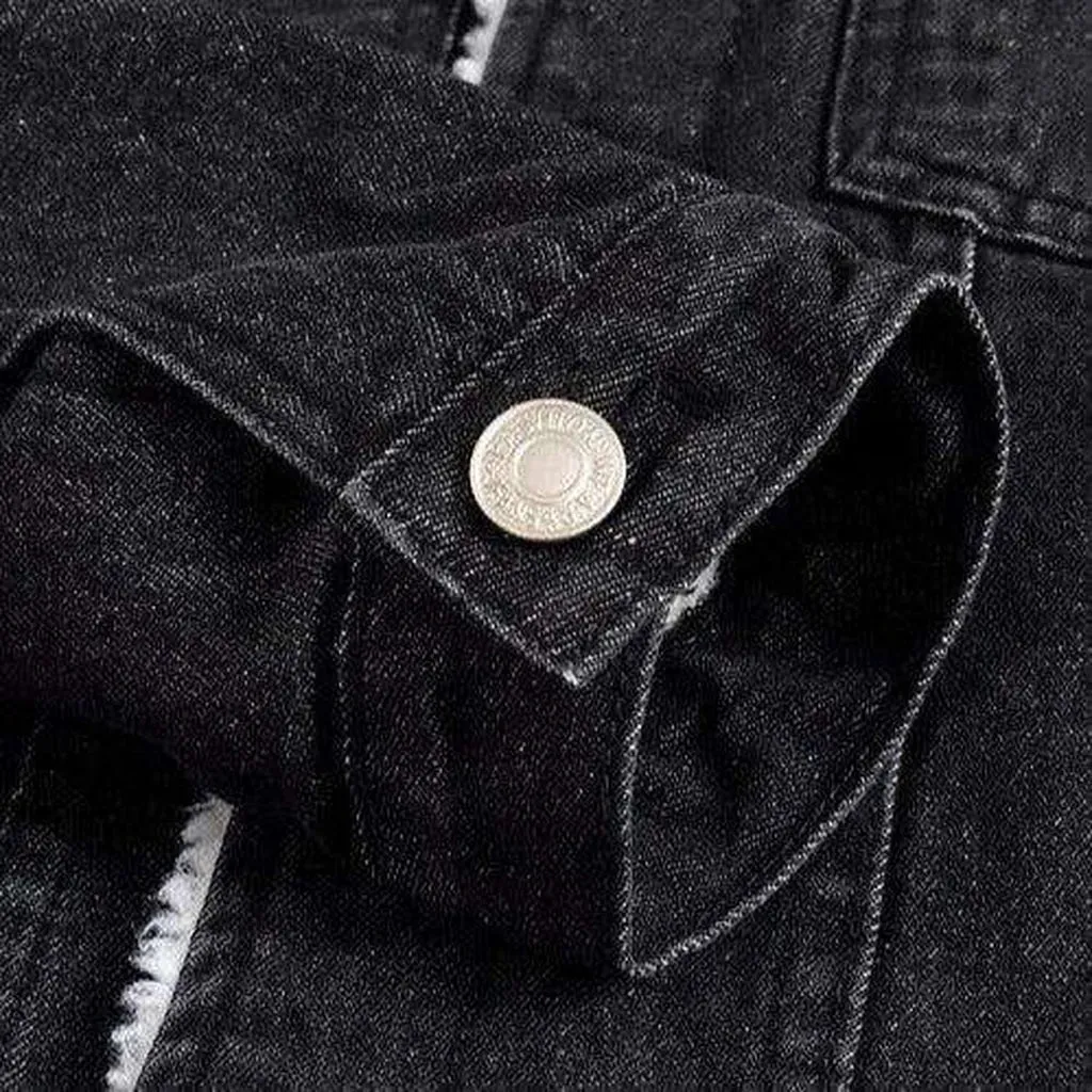 Black winter men's denim jacket