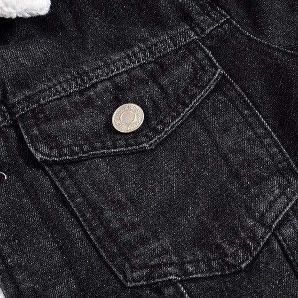 Black winter men's denim jacket