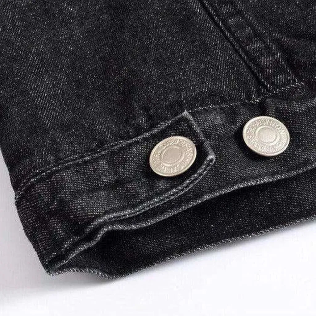 Black winter men's denim jacket