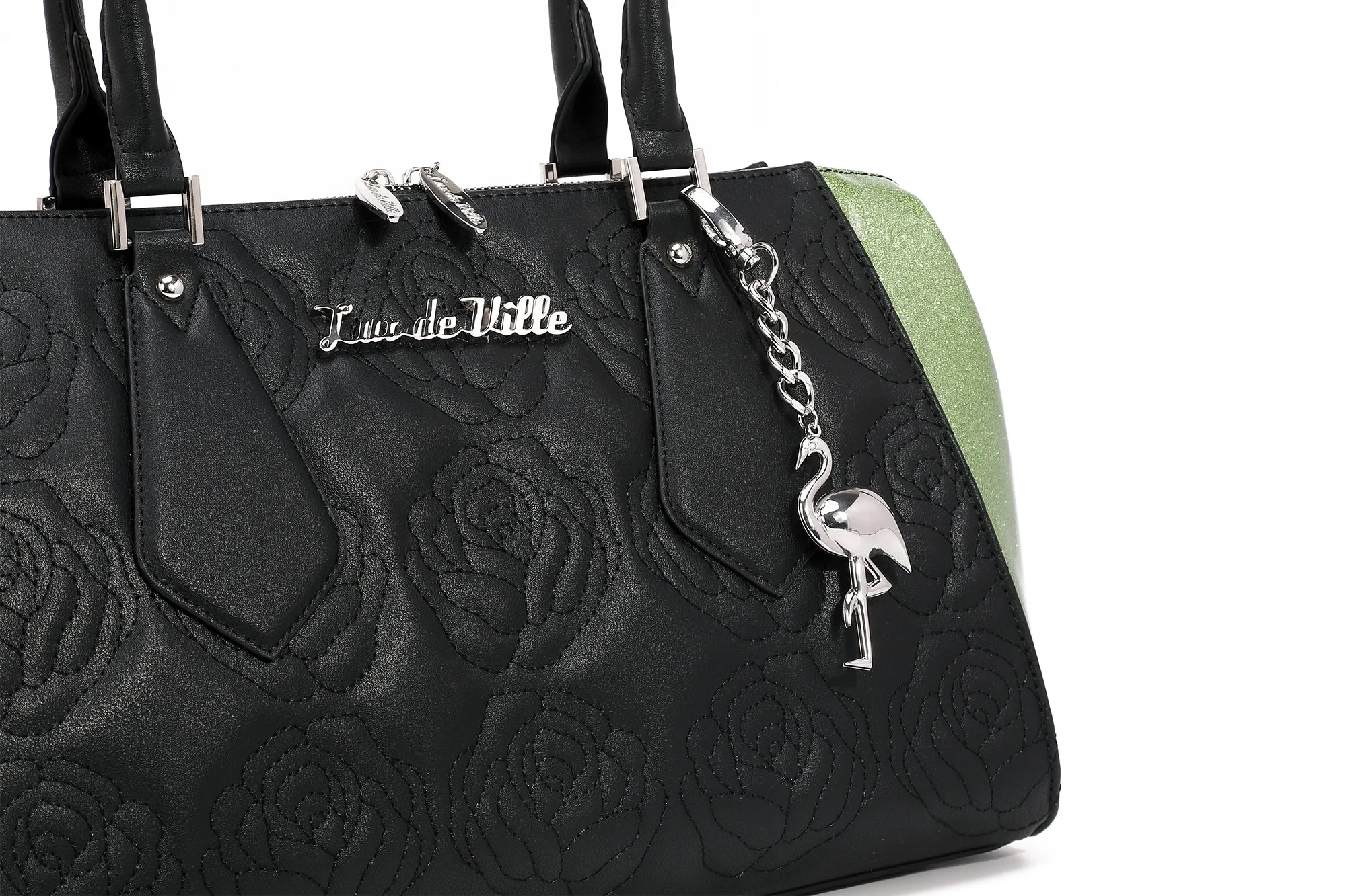 Black with Envy Green Sparkle Safari Tote