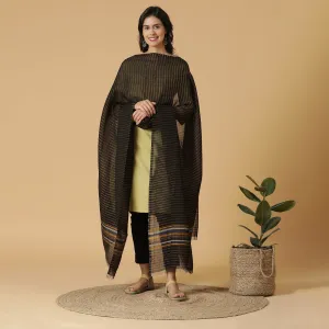 Black with Yellow Striped Dupatta