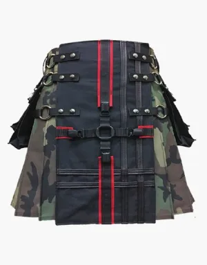 BLACK WOMEN HYBRID KILT USING CAMO UTILITY