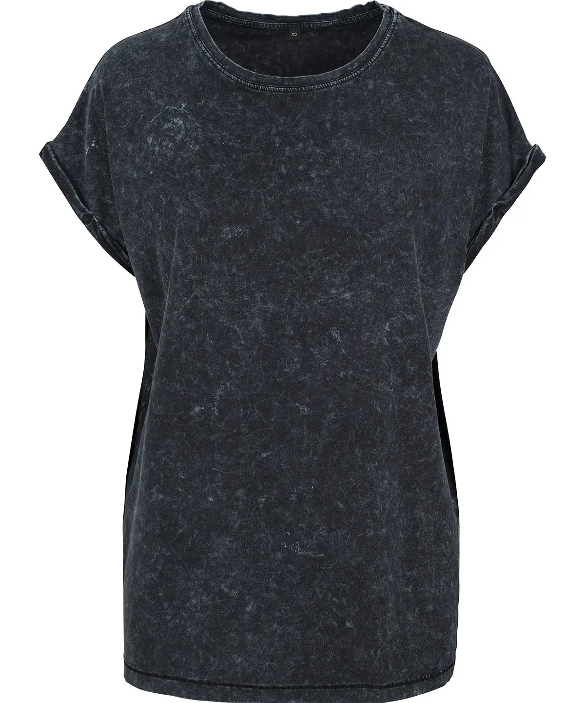 Black - Women's acid washed extended shoulder tee