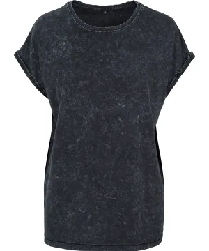 Black - Women's acid washed extended shoulder tee