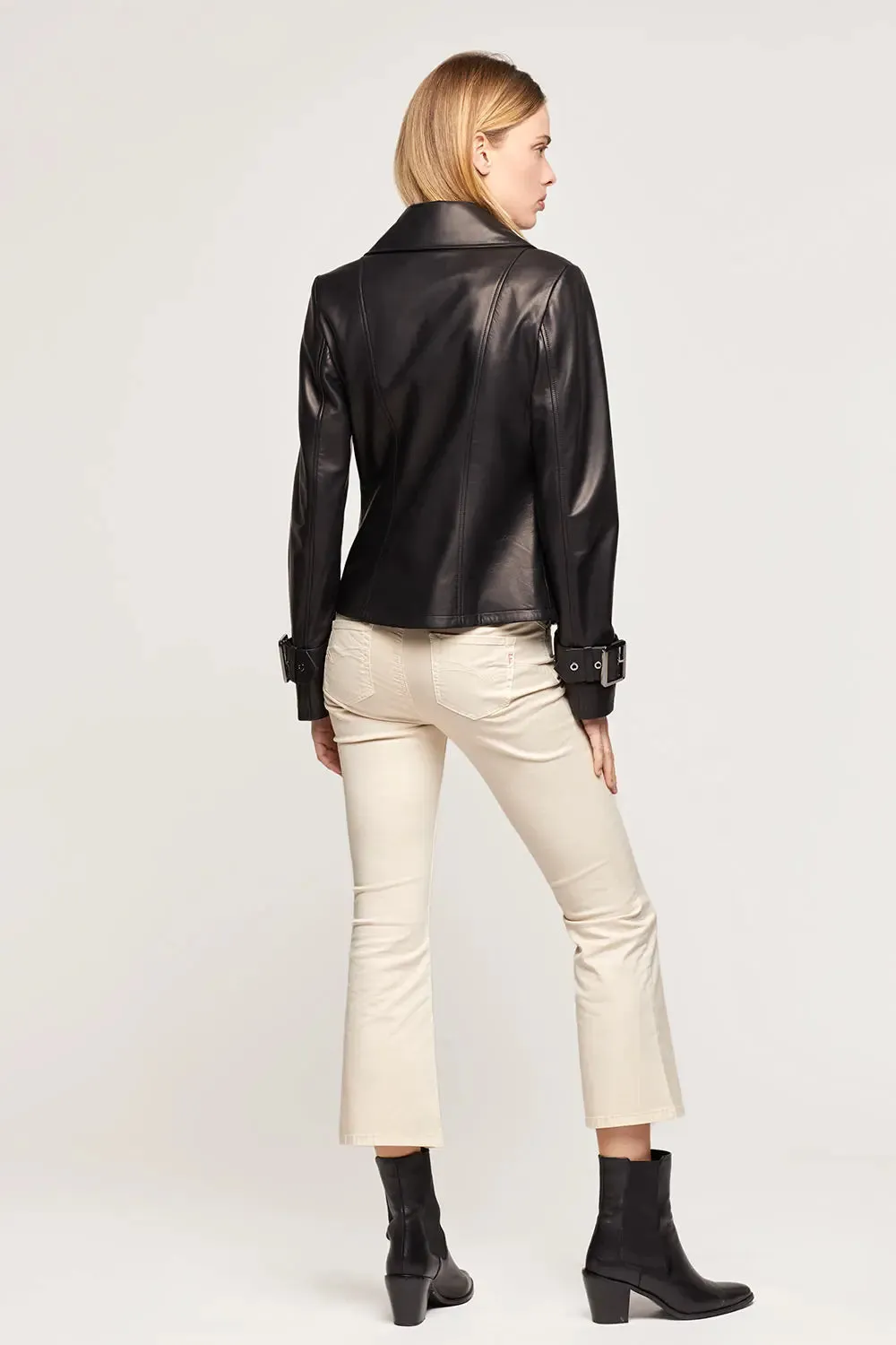 Black womens leather biker jacket