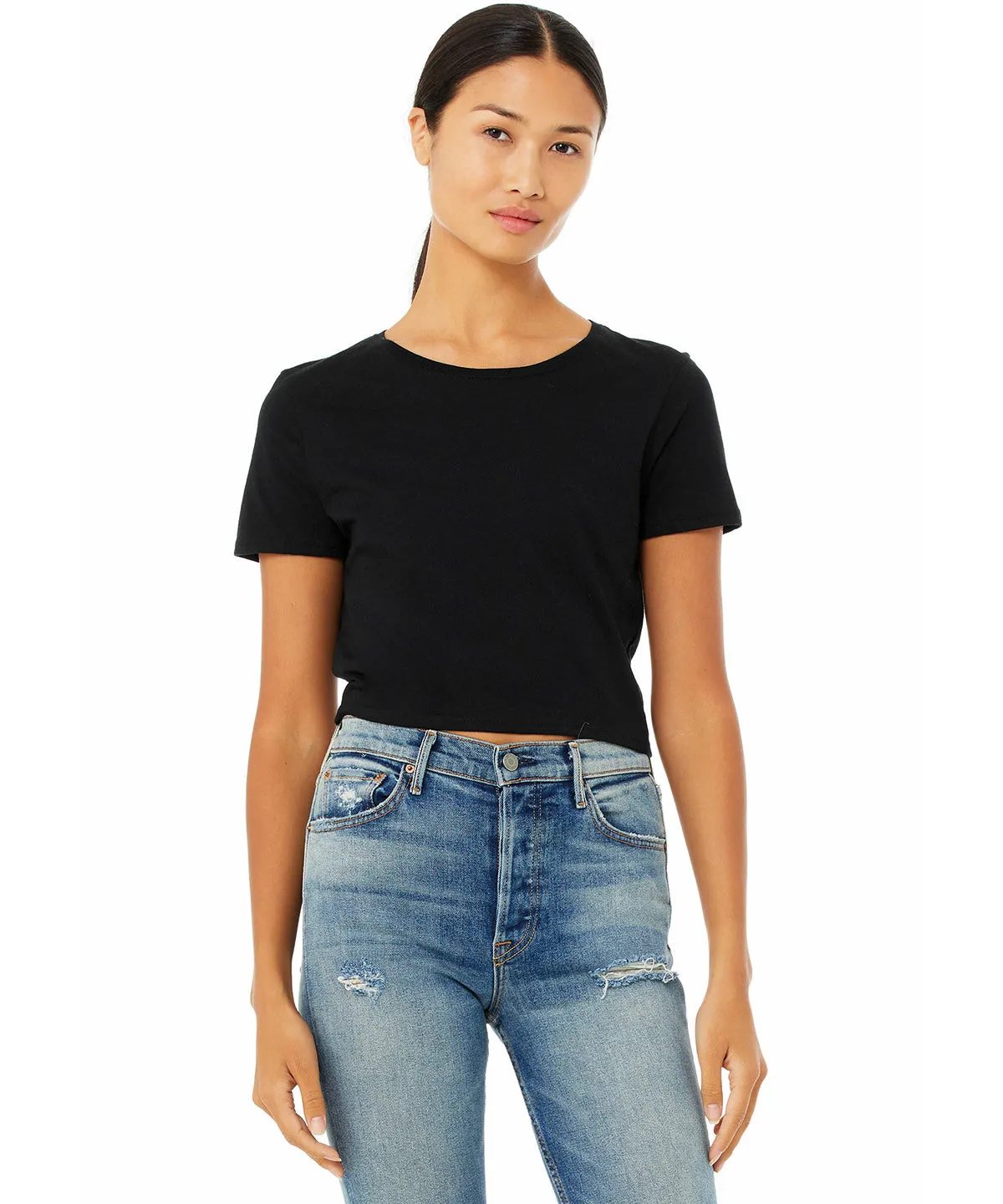 Black - Women's polycotton crop tee