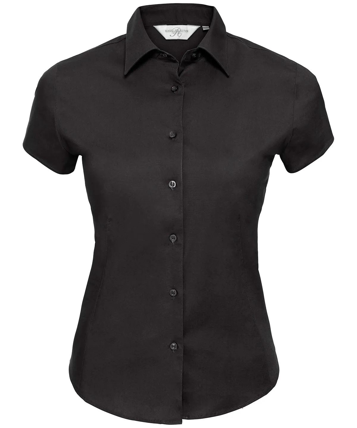 Black - Women's short sleeve easycare fitted stretch shirt