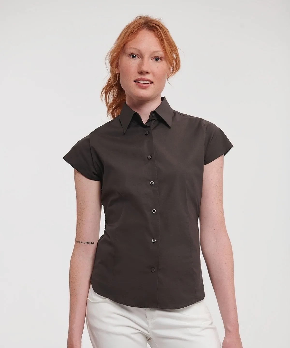 Black - Women's short sleeve easycare fitted stretch shirt