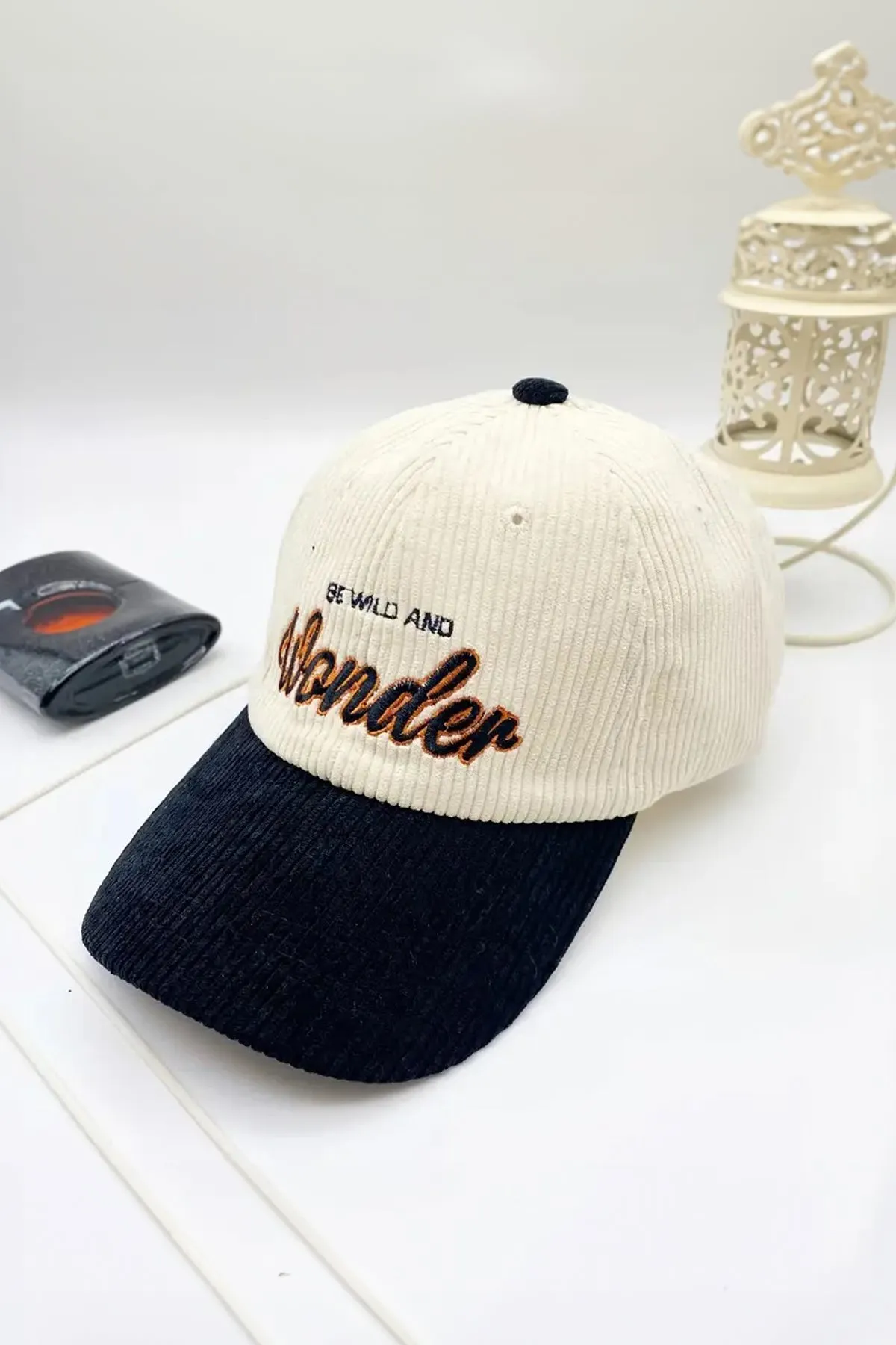 Black Wonder Embroidered Corduroy Cap  - S23 - MCP112R