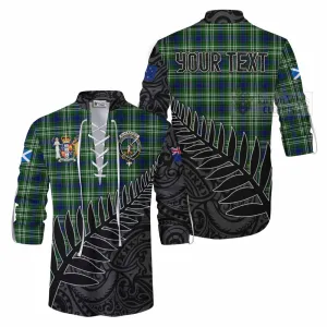 Blackadder Crest Tartan Ghillie Kilt Shirt with New Zealand Silver Fern Half Style