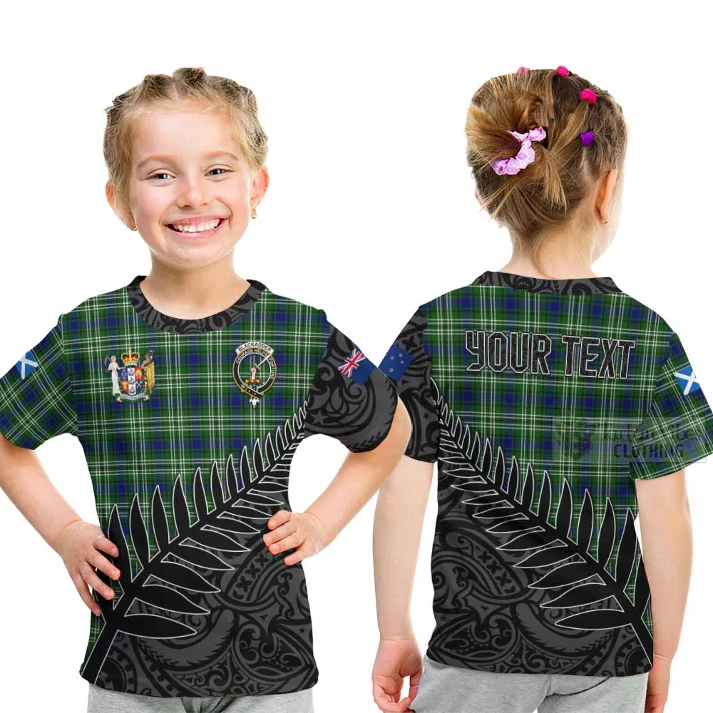 Blackadder Crest Tartan Kid T-Shirt with New Zealand Silver Fern Half Style