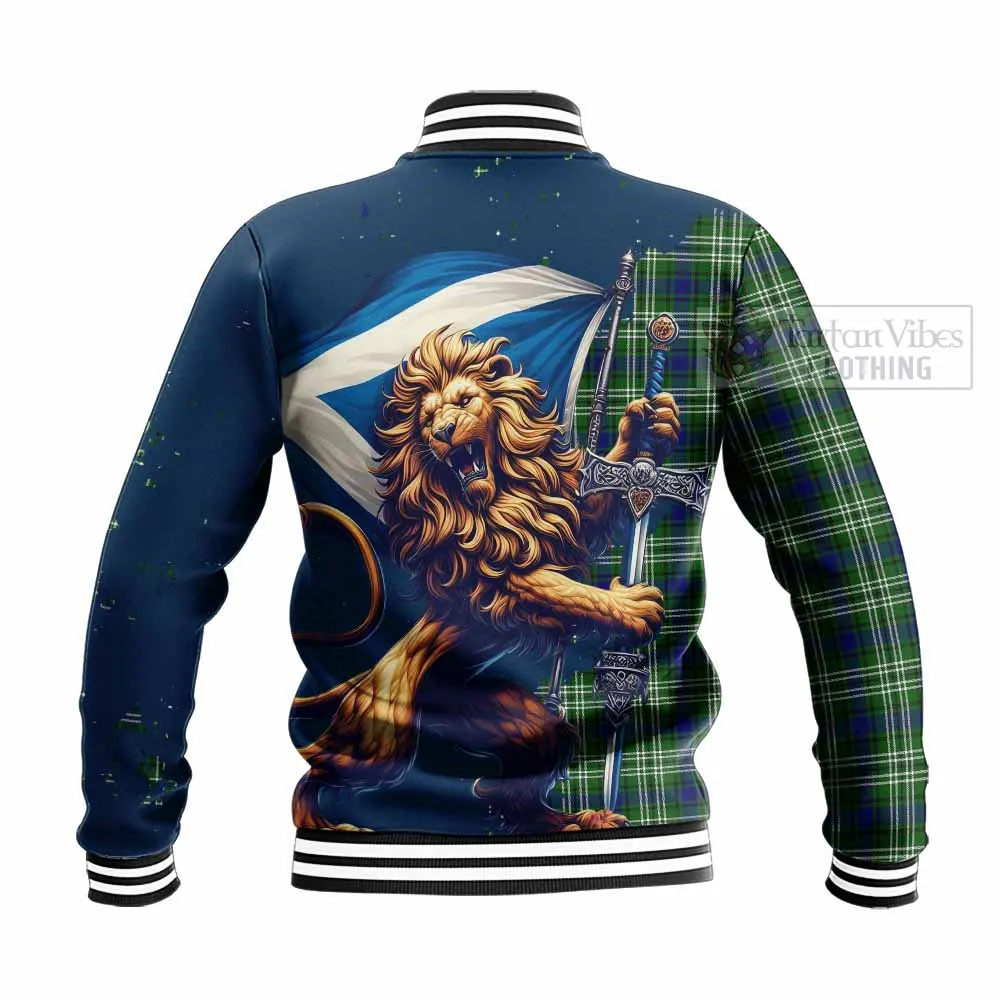 Blackadder Tartan Family Crest Baseball Jacket with Scottish Majestic Lion