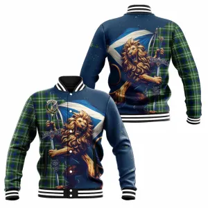 Blackadder Tartan Family Crest Baseball Jacket with Scottish Majestic Lion