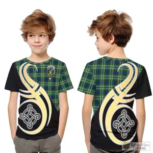 Blackadder Tartan Kid T-Shirt with Family Crest and Celtic Symbol Style