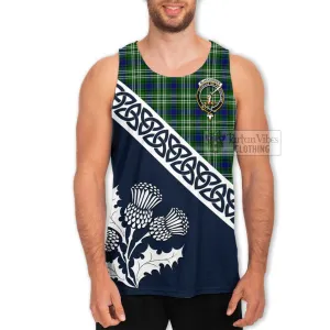 Blackadder Tartan Men's Tank Top Featuring Thistle and Scotland Map