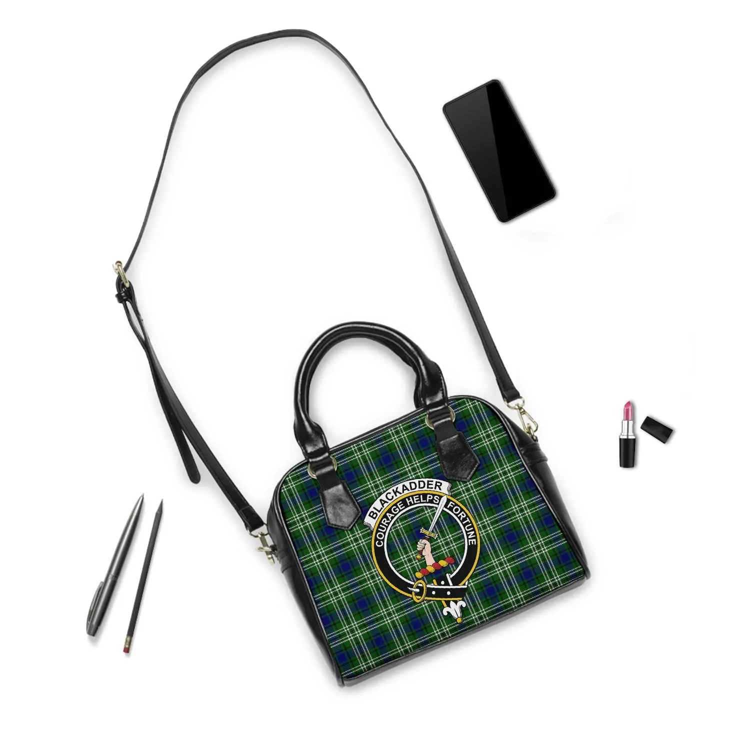 Blackadder Tartan Shoulder Handbags with Family Crest