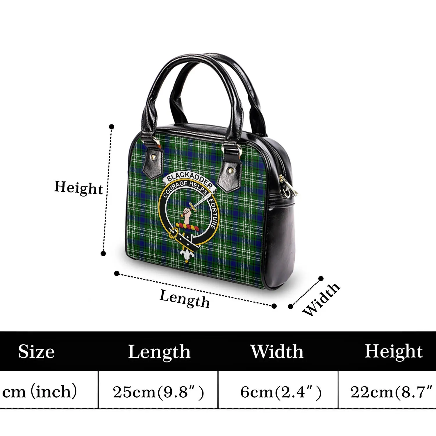 Blackadder Tartan Shoulder Handbags with Family Crest