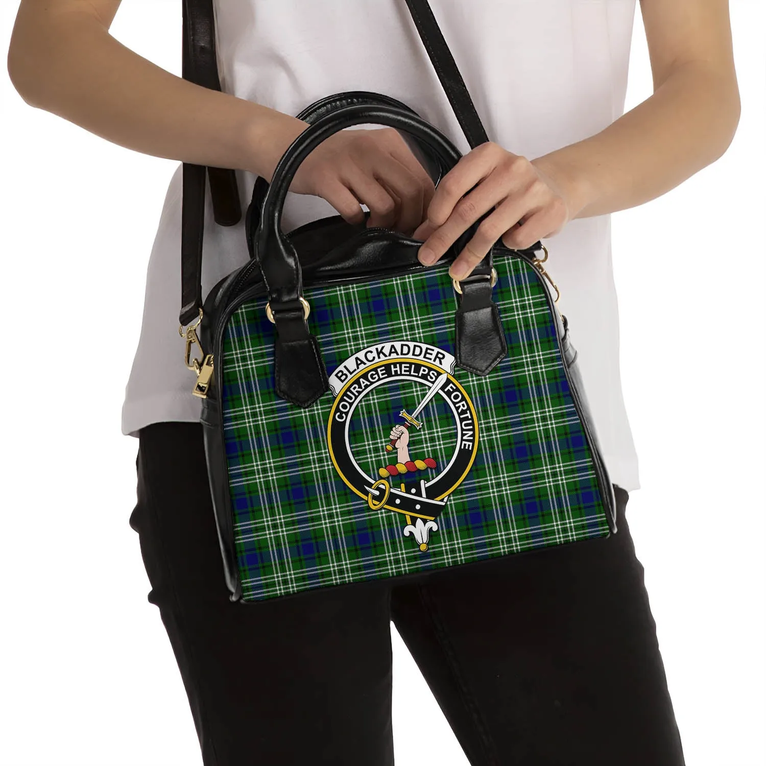 Blackadder Tartan Shoulder Handbags with Family Crest