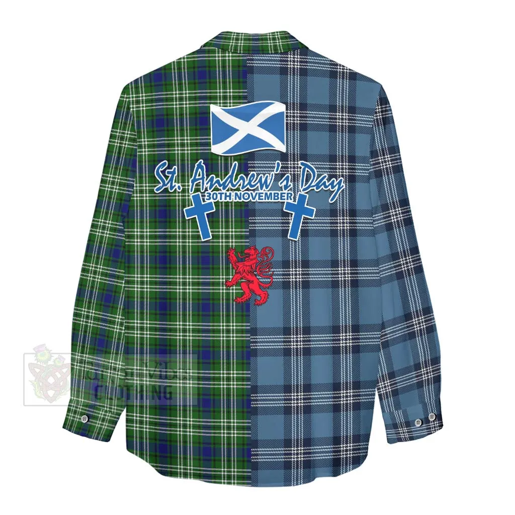 Blackadder Tartan Women's Casual Shirt Happy St. Andrew's Day Half Tartan Style