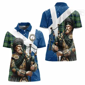 Blackadder Tartan Women's Polo Shirt with Family Crest Scottish Bagpiper Vibes