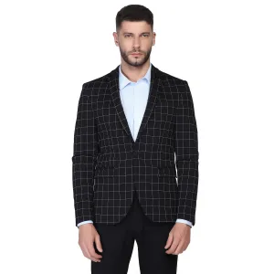 blackberrys Checks Polyester Slim Fit Mens Work Wear Suit (Black, Size_40)