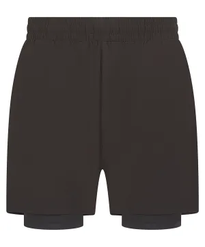 Black/Black - Double-layer sports shorts