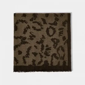 Black/Brown Leopard Printed Blanket Scarf KLS517