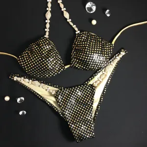 Black/Gold Sequin Dot (Connector #21 Gold) MIDCOVERAGE Cheeky Quickship