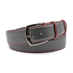 Black/Red Contrast Detail Gunmetal Belt