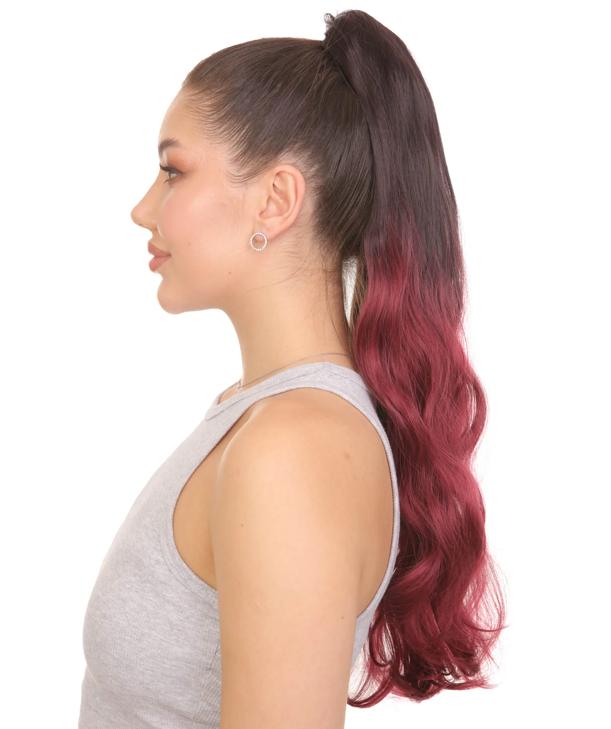 Black/Red Vibrant Ponytail Ombre Extension