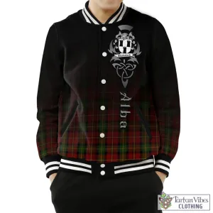 Blackstock Red Dress Tartan Baseball Jacket Featuring Alba Gu Brath Family Crest Celtic Inspired