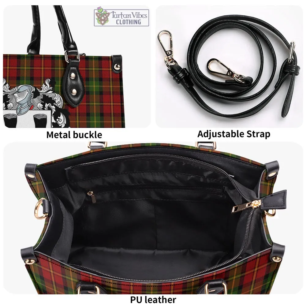 Blackstock Red Dress Tartan Luxury Leather Handbags with Family Crest