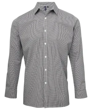 Black/White - Microcheck (Gingham) long sleeve cotton shirt