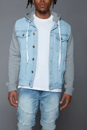 Blaine Hooded Denim Jacket - Light Wash