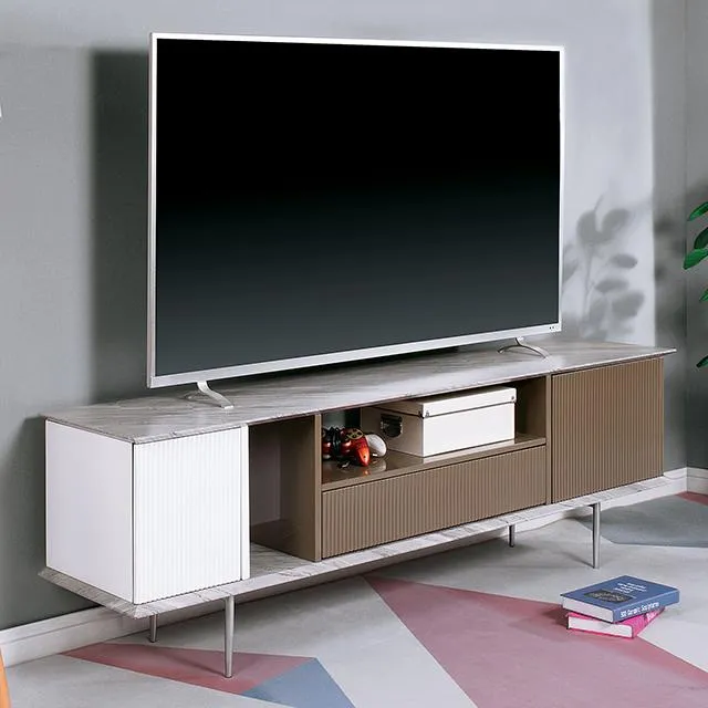 BLAIR 70" TV Console, White/Champagne/Gray