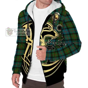 Blair Ancient Tartan Sherpa Hoodie with Family Crest Celtic Wolf Style