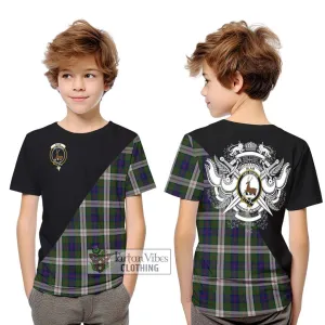 Blair Dress Tartan Kid T-Shirt with Family Crest and Military Logo Style