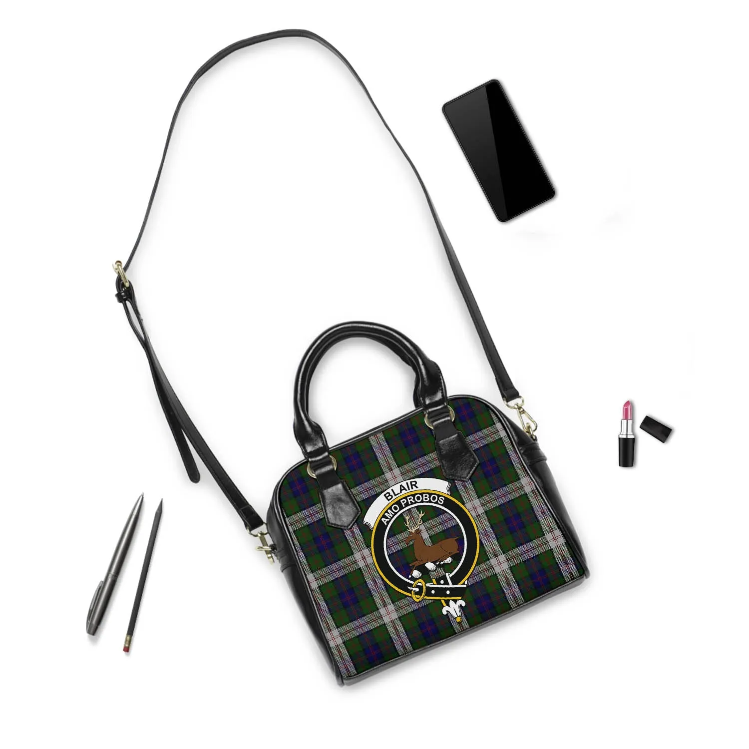 Blair Dress Tartan Shoulder Handbags with Family Crest