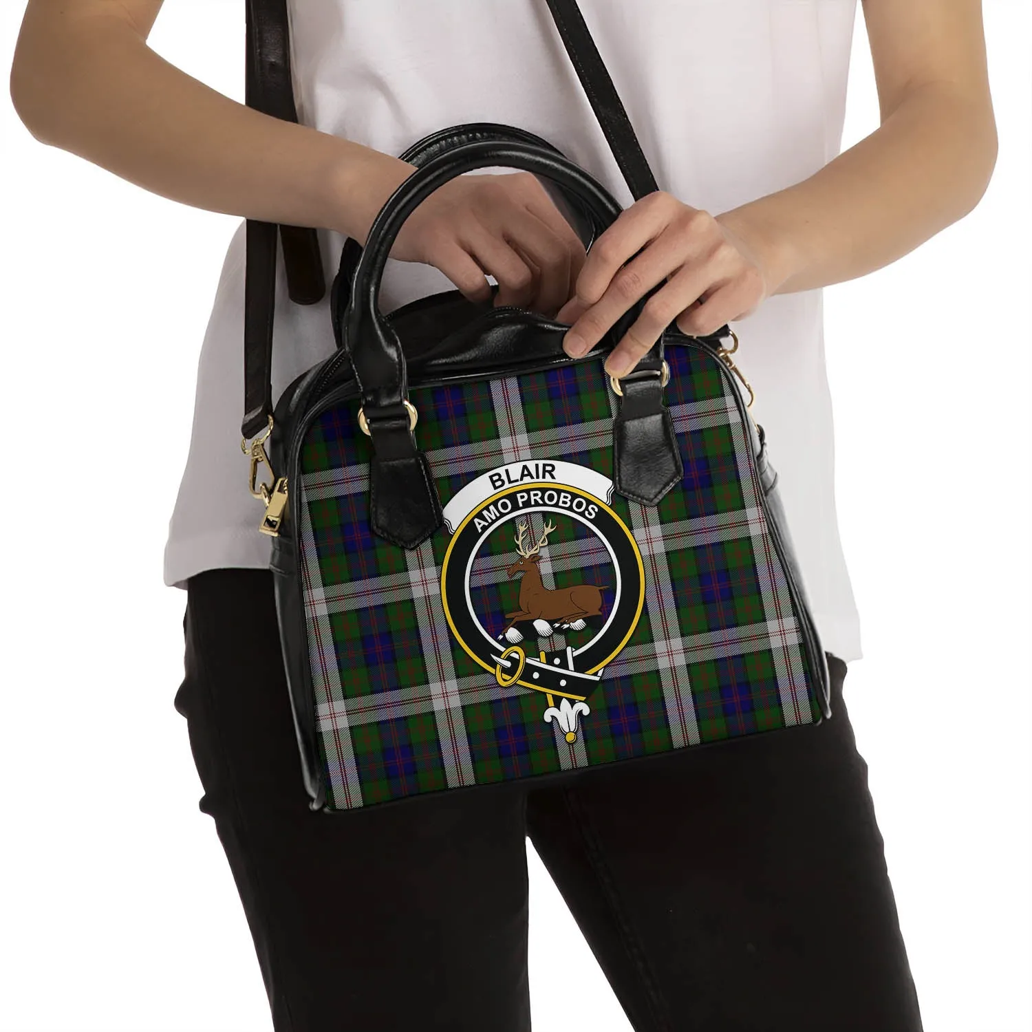 Blair Dress Tartan Shoulder Handbags with Family Crest