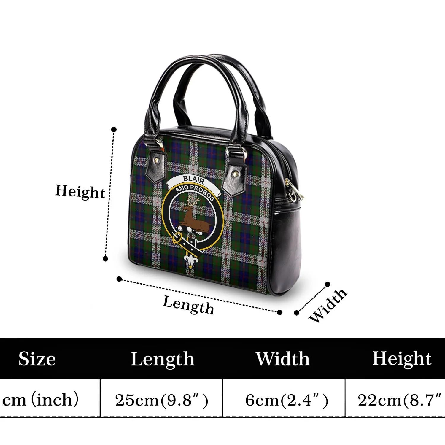 Blair Dress Tartan Shoulder Handbags with Family Crest