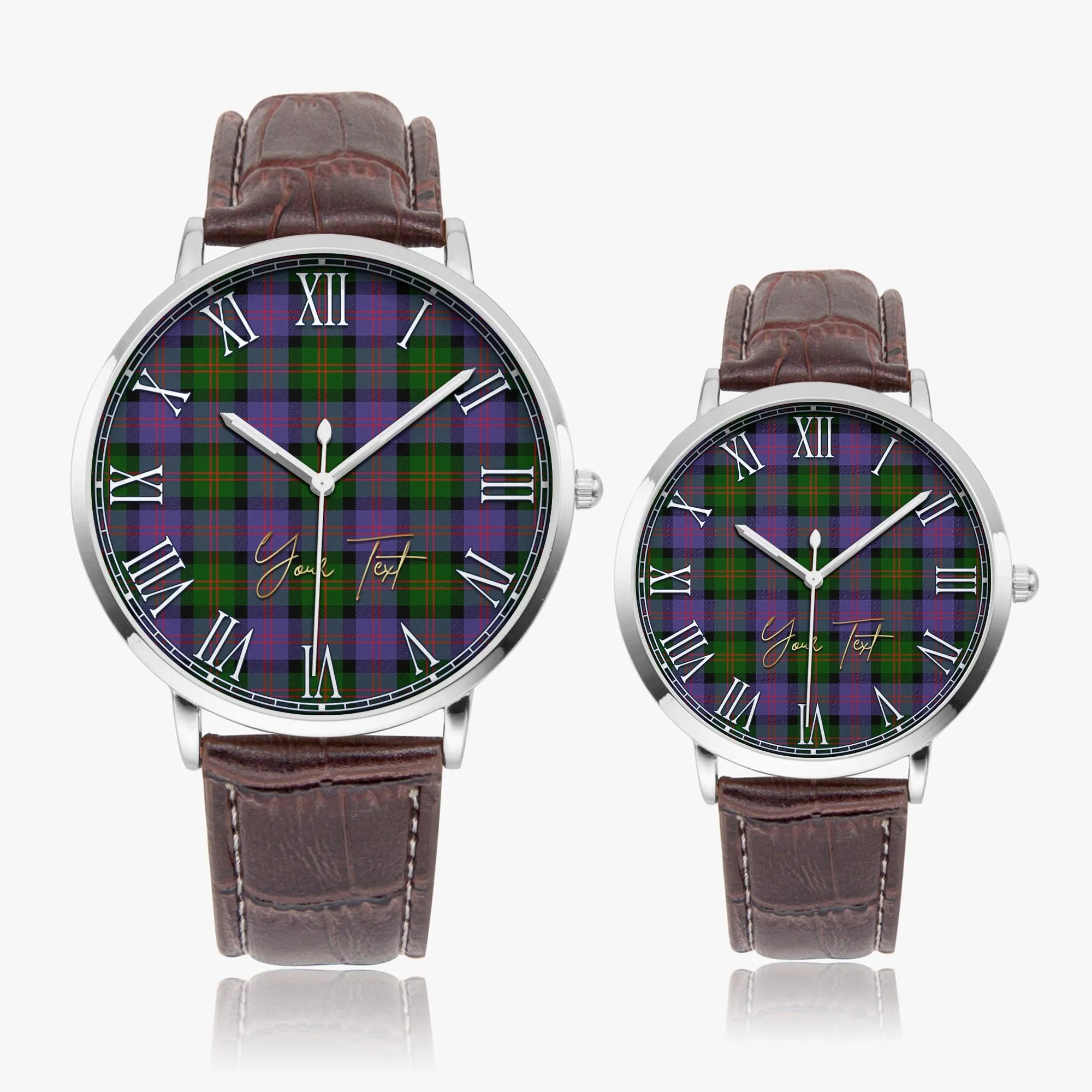 Blair Modern Tartan Personalized Your Text Leather Trap Quartz Watch