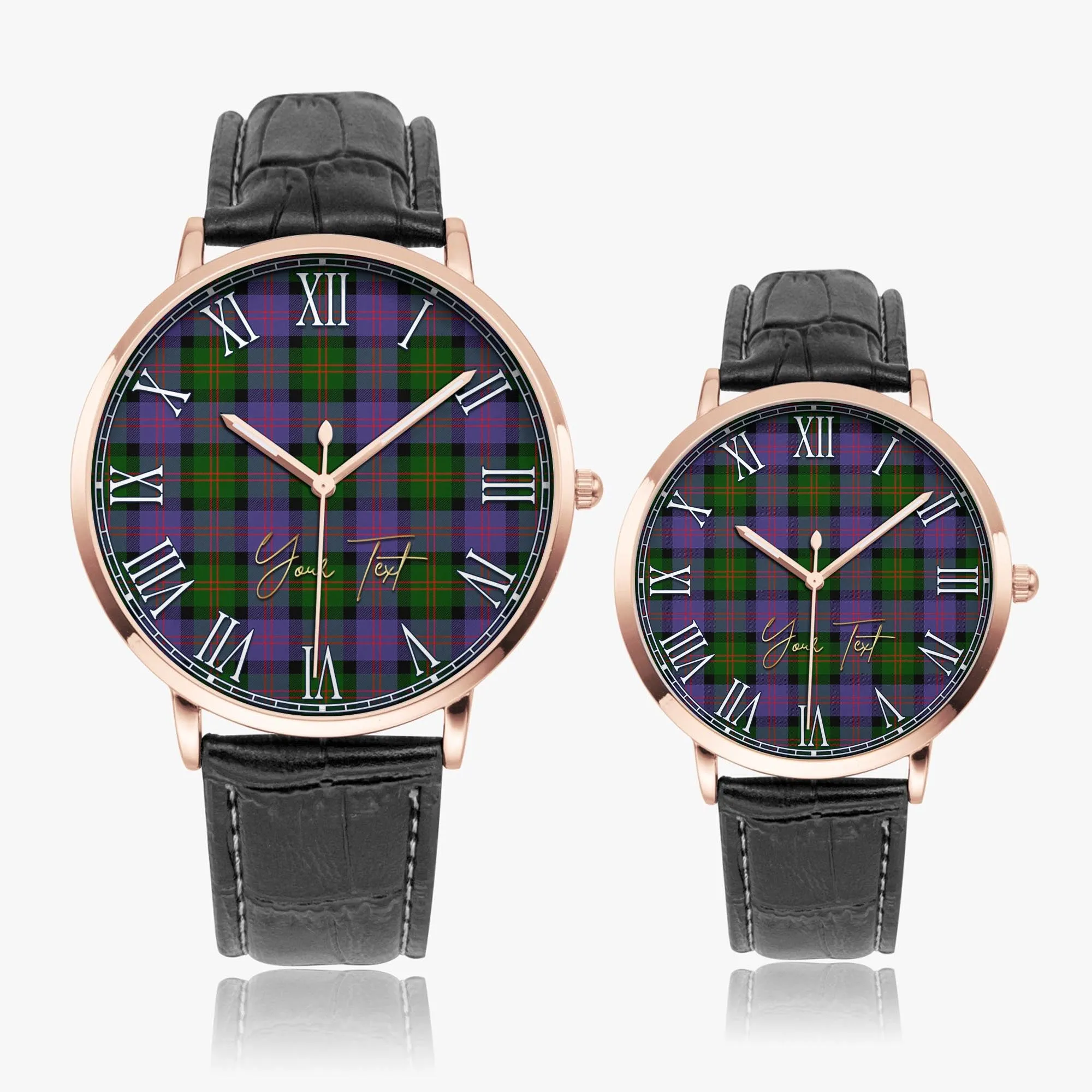 Blair Modern Tartan Personalized Your Text Leather Trap Quartz Watch