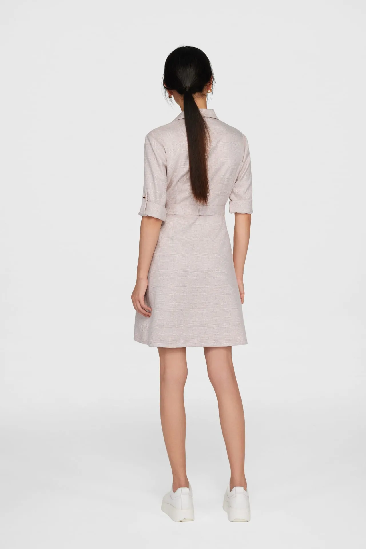 Blair Soft Touch Check Trench Dress with fabric belt