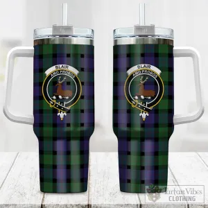 Blair Tartan and Family Crest Tumbler with Handle