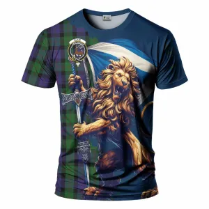 Blair Tartan Family Crest T-Shirt with Scottish Majestic Lion