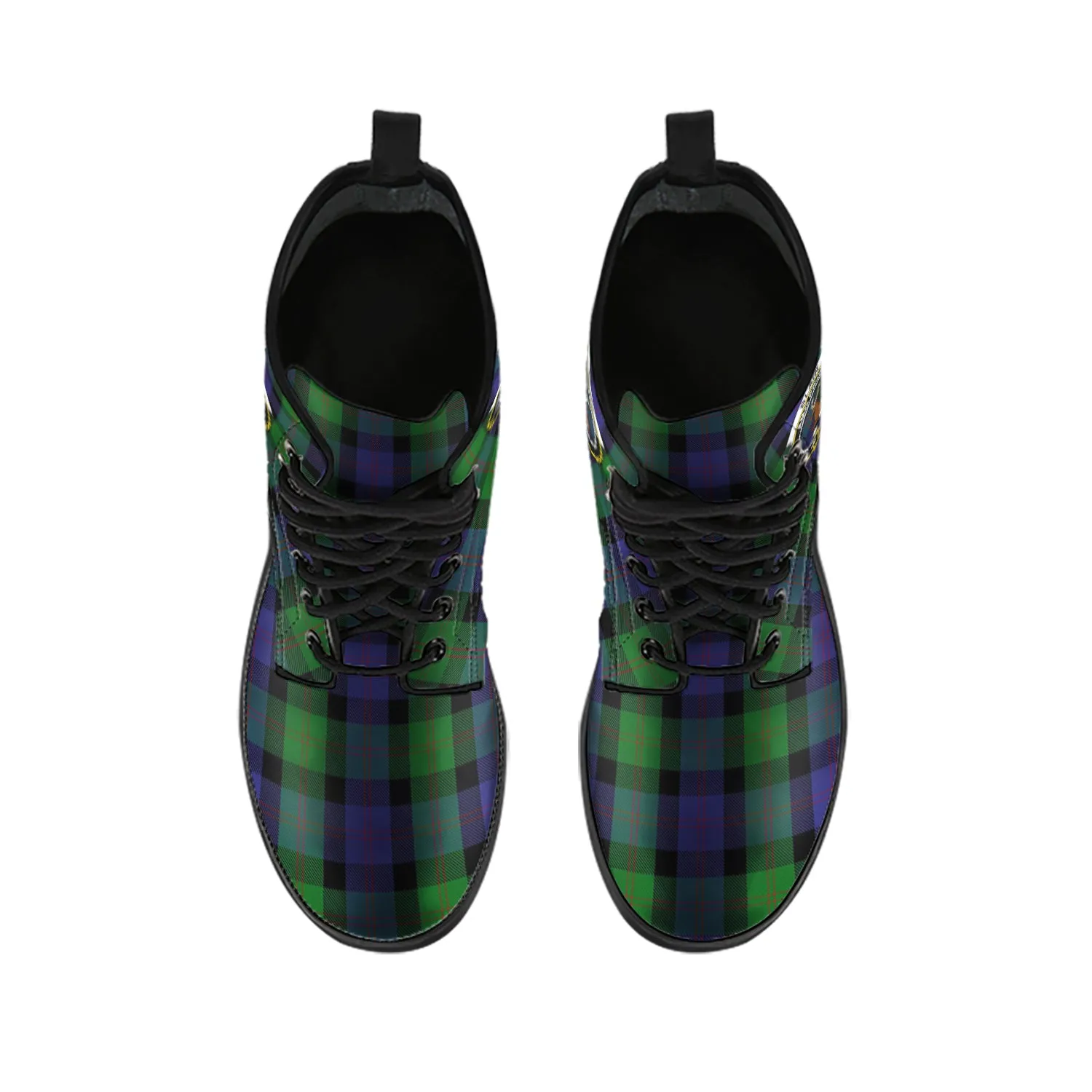 Blair Tartan Leather Boots with Family Crest