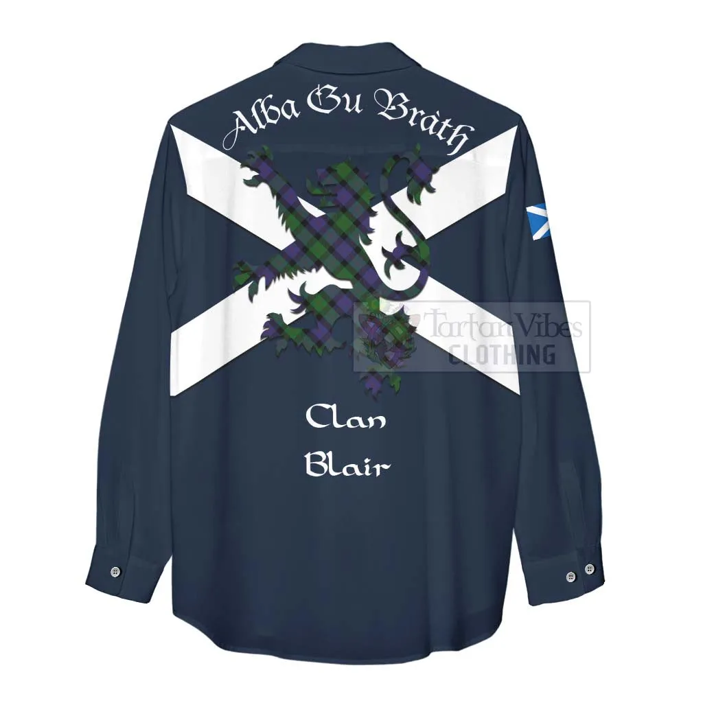 Blair Tartan Lion Rampant Women's Casual Shirt Proudly Display Your Heritage with Alba Gu Brath and Clan Name